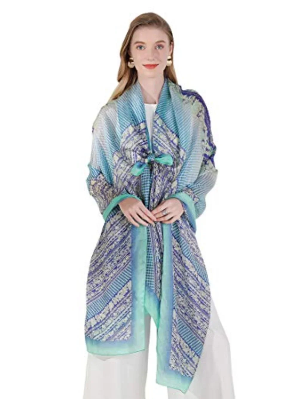 100% Mulberry Silk Pashmina Shawl Wrap Extra Large Floral Scarf